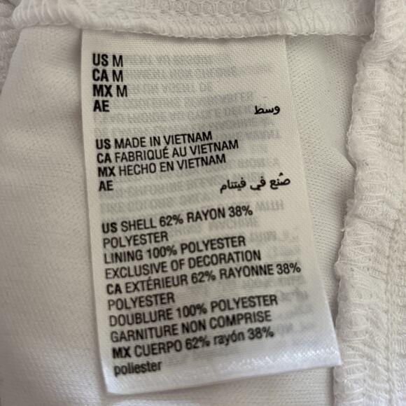 JM Collection White Pullover Blouse Elastic Length Crew Neck Women Size M - Picture 5 of 8